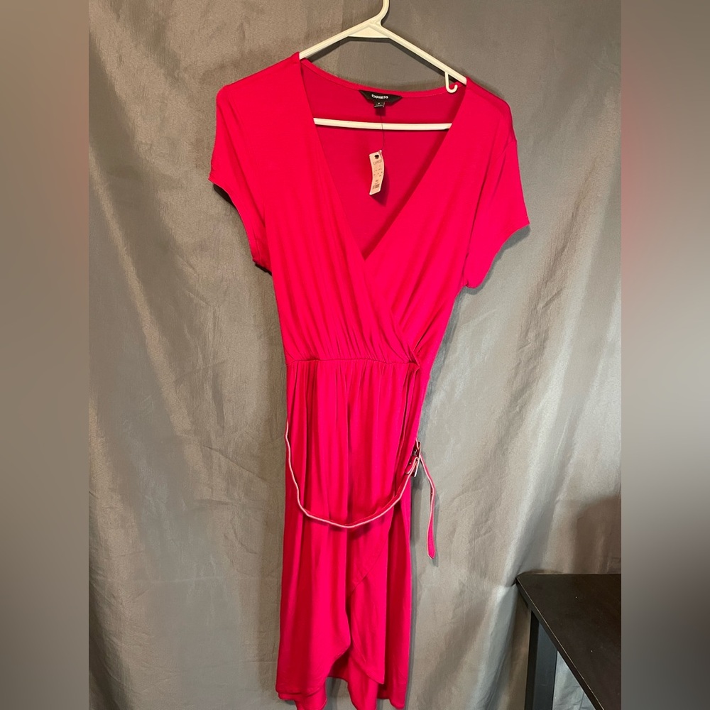 Elegant Express  Pink Wrap knee Dress
